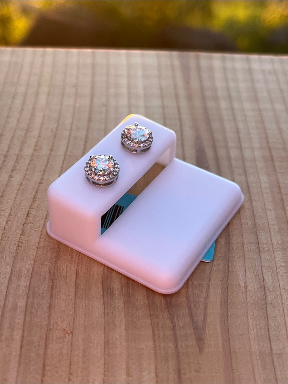 1.42 CTTW Moissanite Halo Stud Earrings in Sterling Silver VVS  $400 MSRP